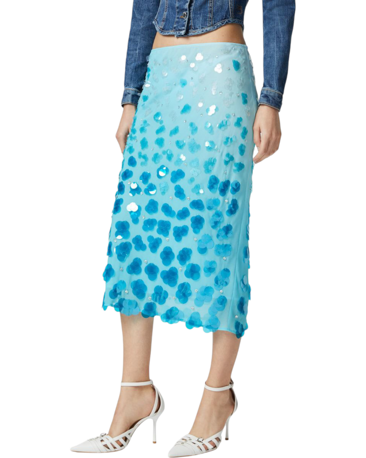 Midi φούστα με πούλιες και στρας PAVESE