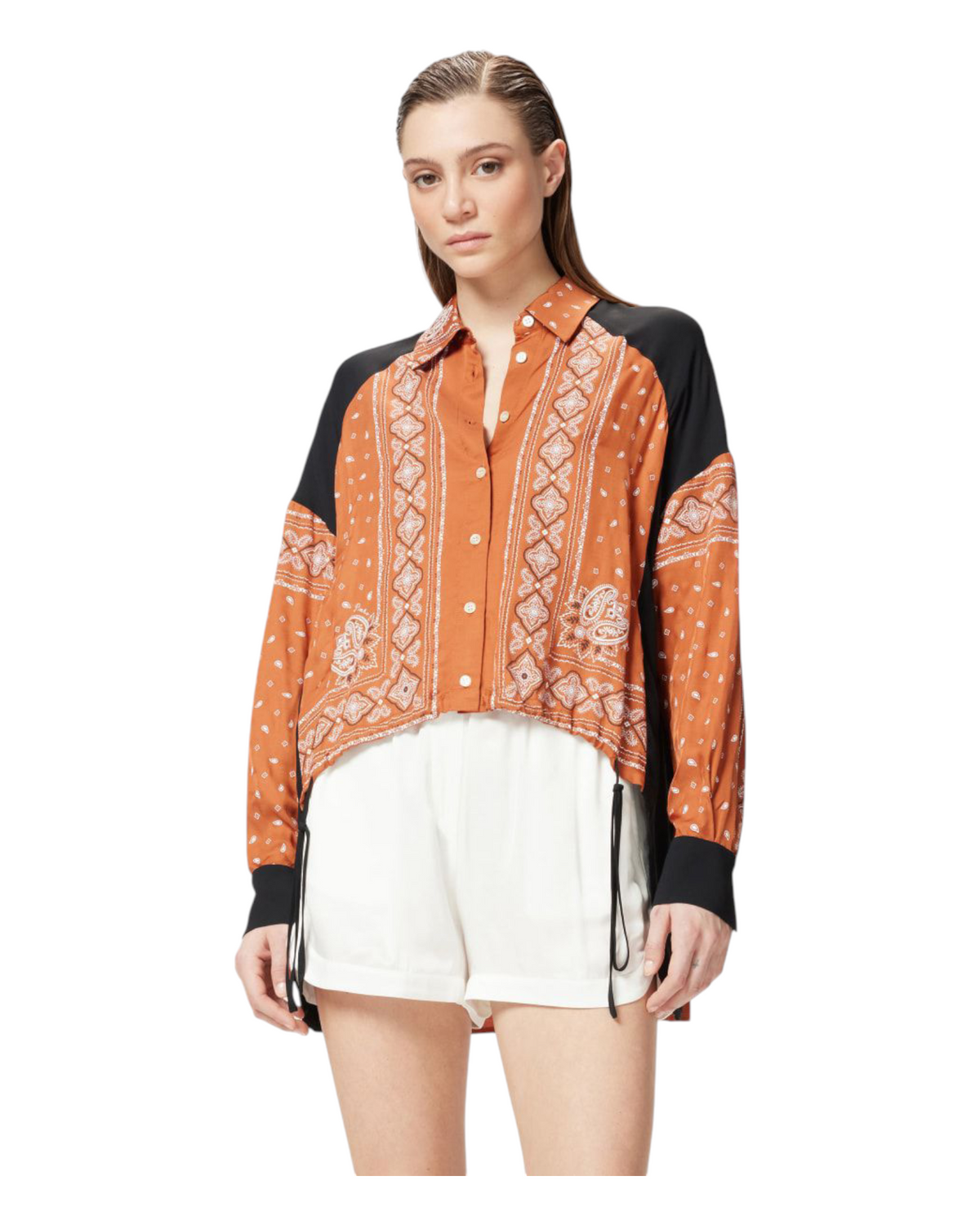 Ασύμμετρο πουκάμισο με ιδιαίτερο τύπωμα CLOCKS