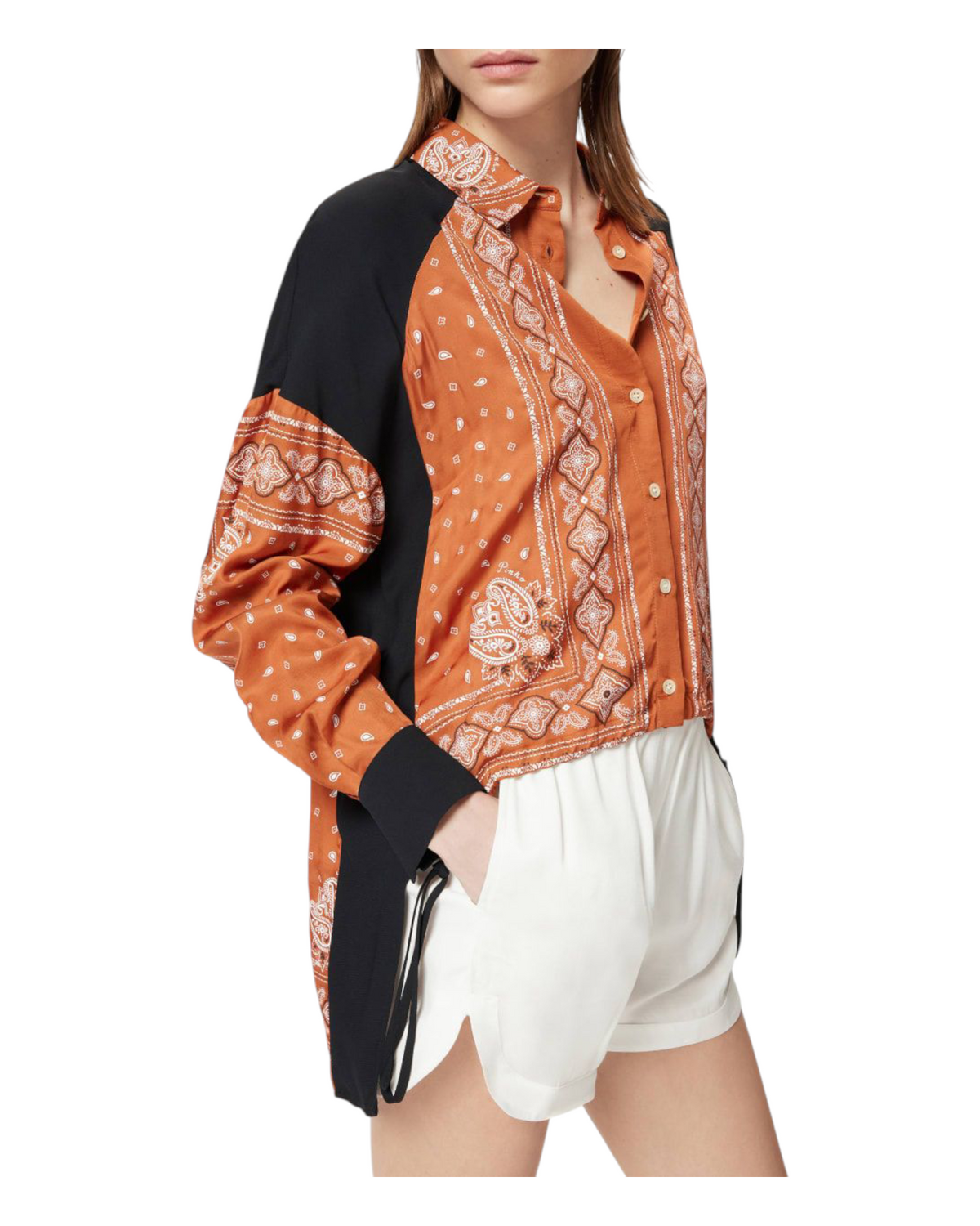 Ασύμμετρο πουκάμισο με ιδιαίτερο τύπωμα CLOCKS