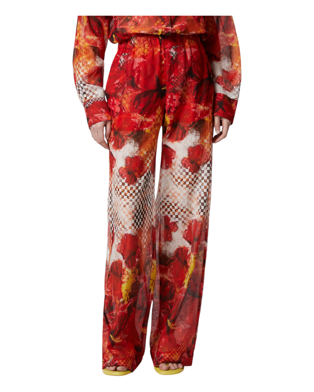 Παντελόνι με φλοράλ και καρό τύπωμα CHRISTIAN