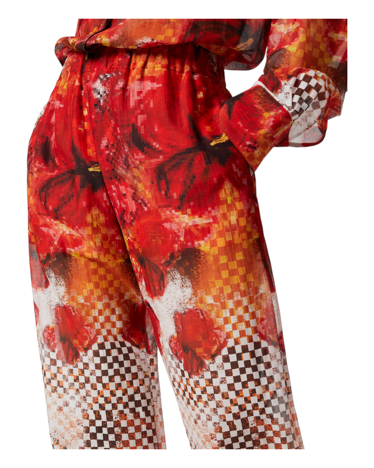 Παντελόνι με φλοράλ και καρό τύπωμα CHRISTIAN