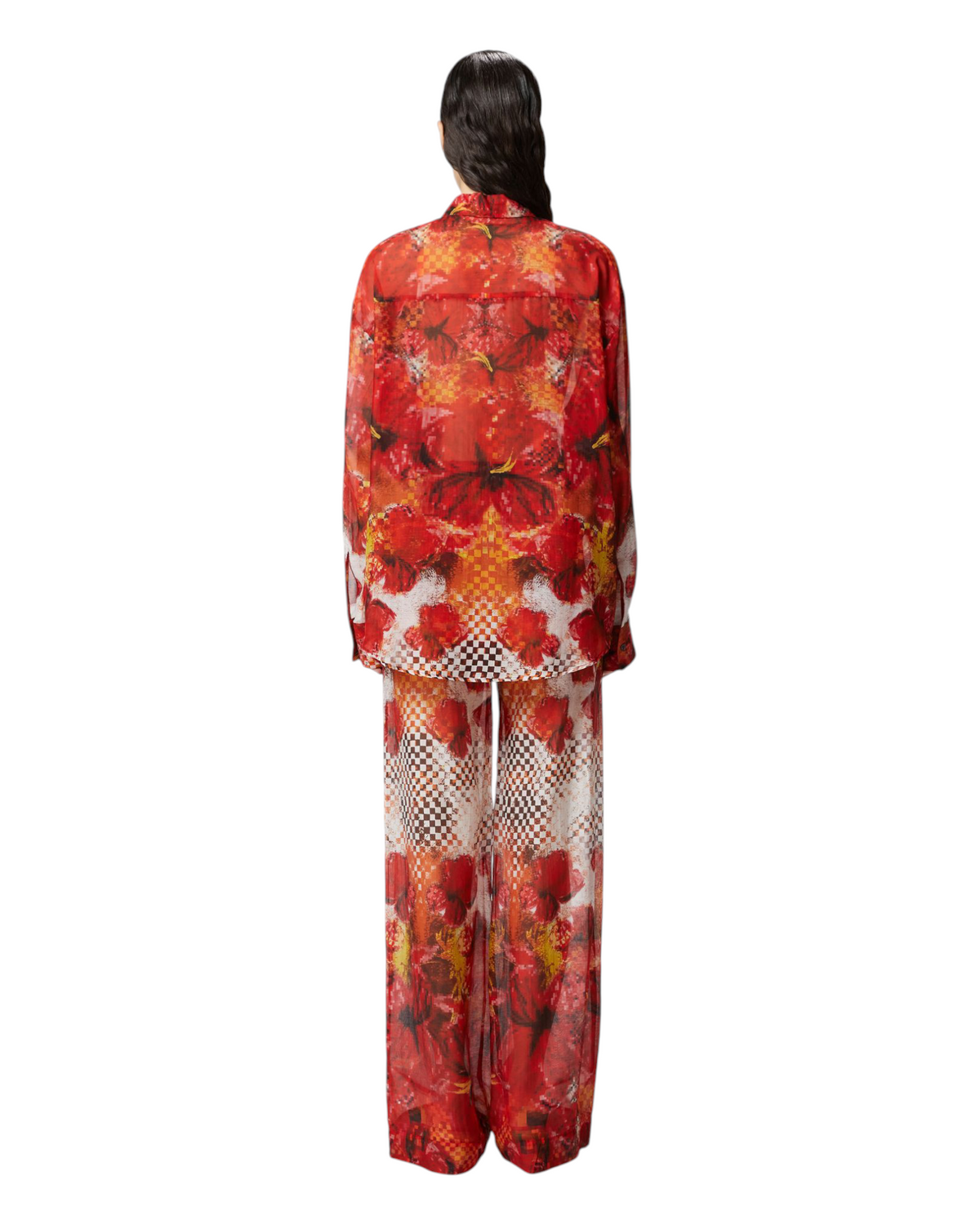 Πουκάμισο με κόκκινα λουλούδια και καρό τύπωμα BLAKE