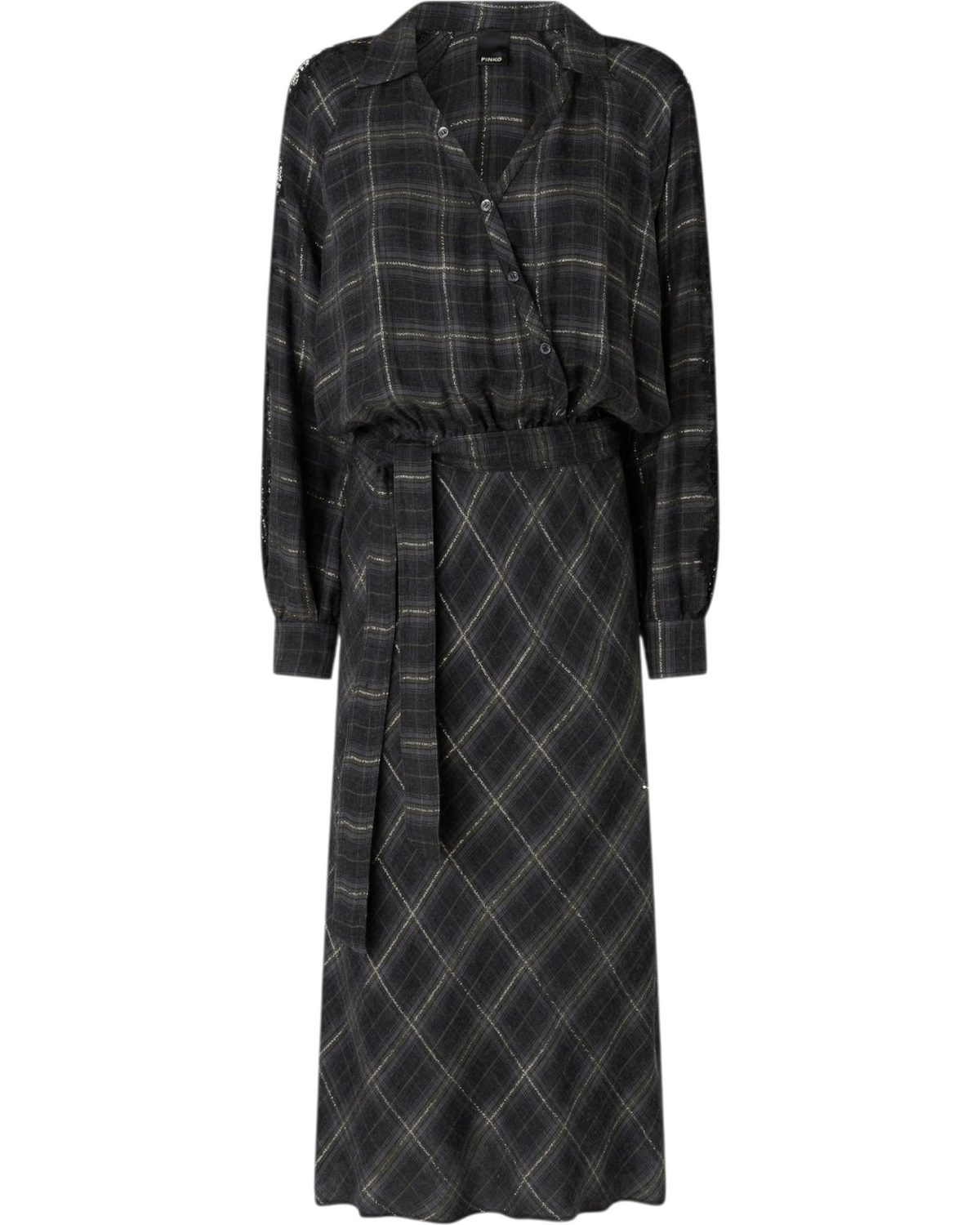 Μακρύ καρό φόρεμα με δαντέλα OSANE