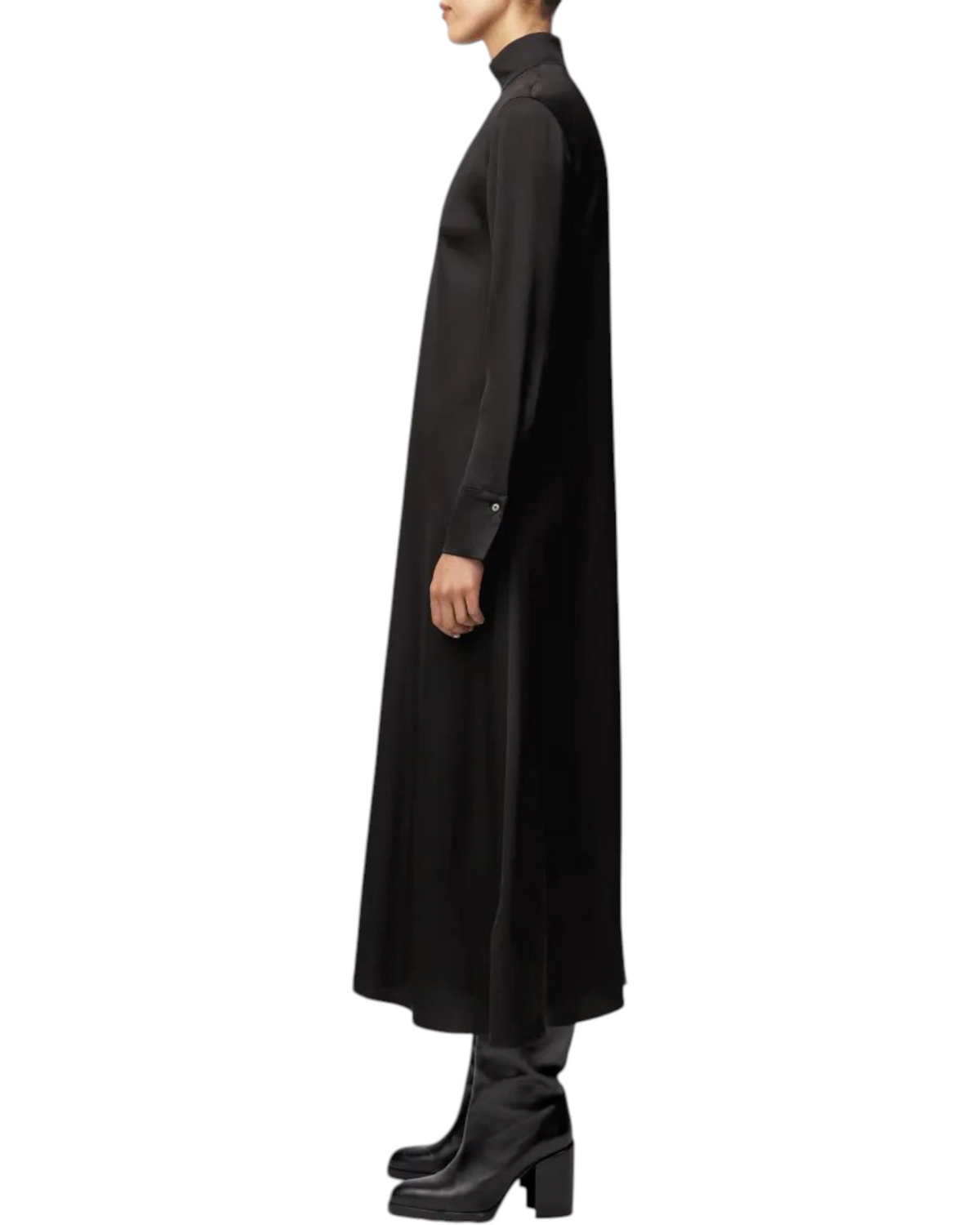 Μάξι φόρεμα με όρθιο γιακά από σατέν NAINEN