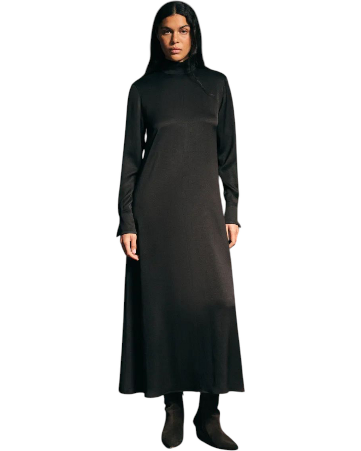 Μάξι φόρεμα με όρθιο γιακά από σατέν NAINEN