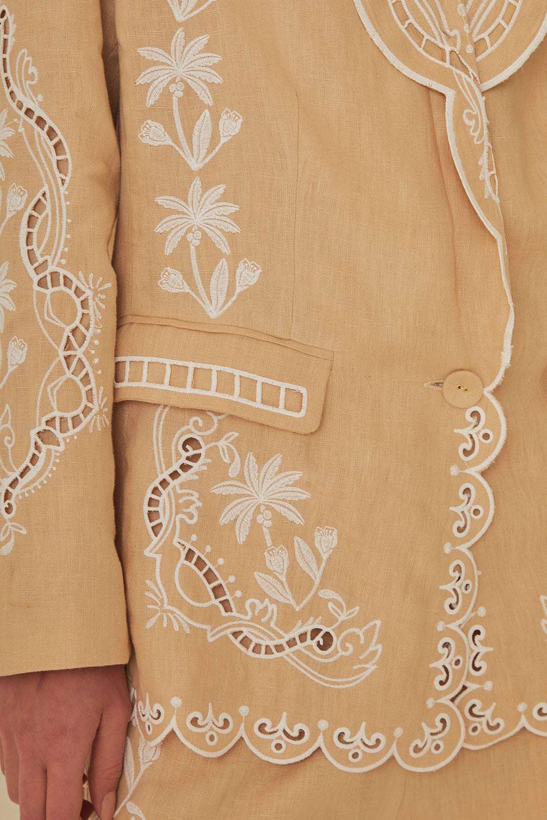 Blazer λινό με κεντήματα