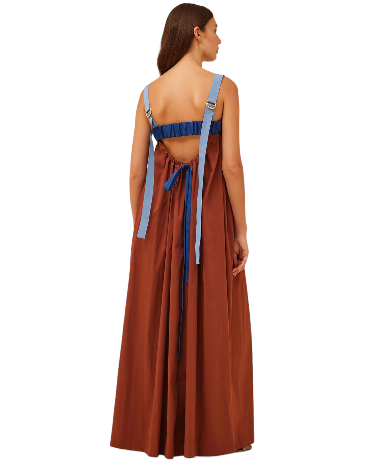 Φόρεμα Maxi με δίχρωμη ποπλίνα