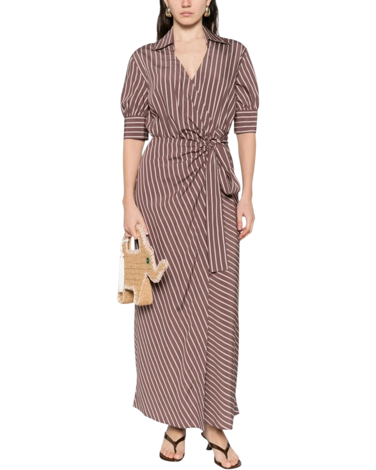 Ριγέ maxi φόρεμα-πουκάμισο ALEXANDRA