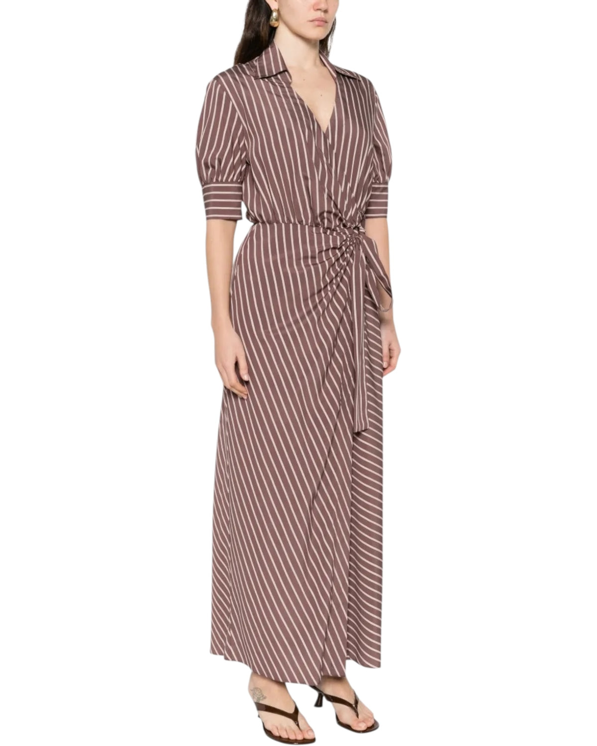 Ριγέ maxi φόρεμα-πουκάμισο ALEXANDRA