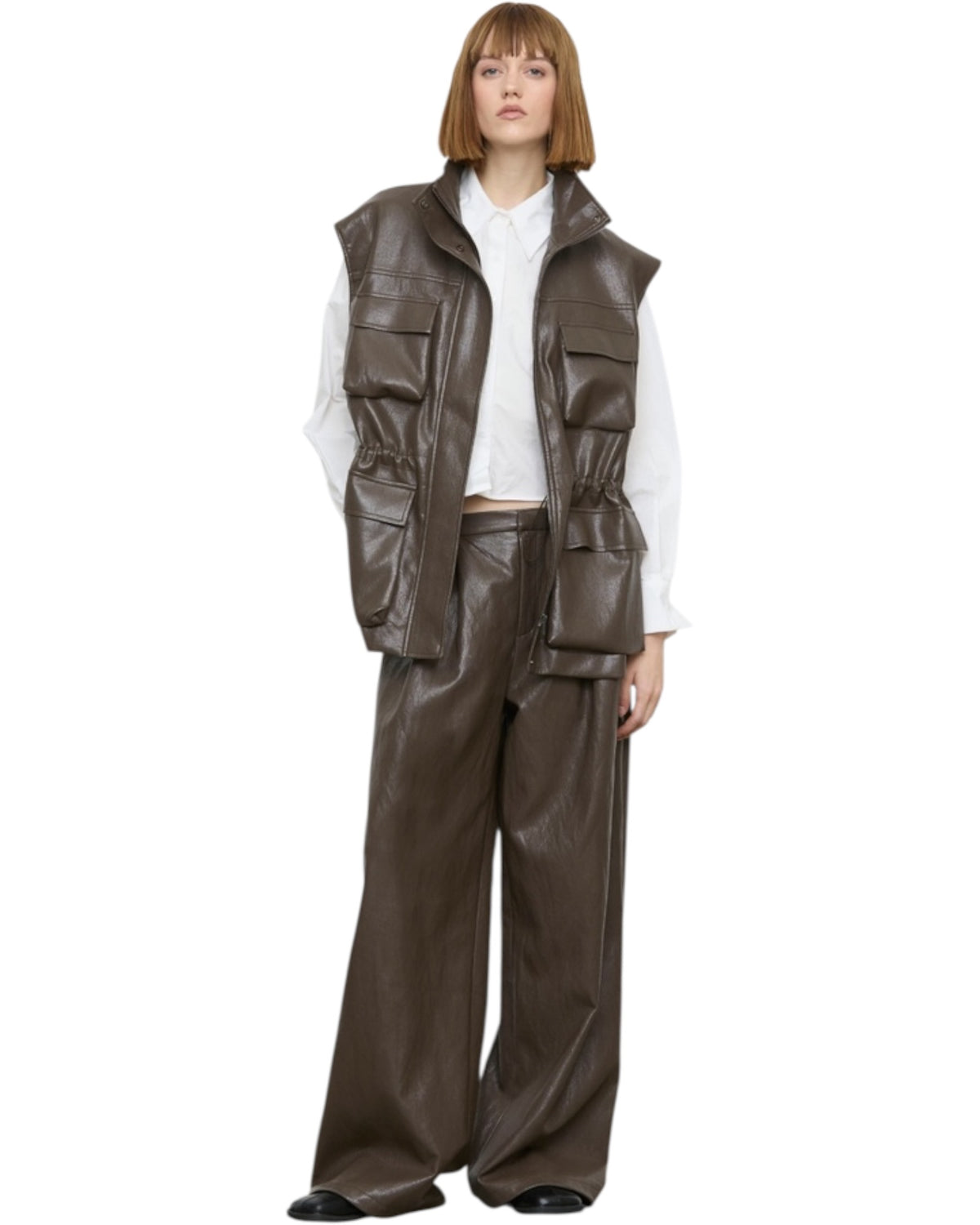 Παντελόνι wide leg από eco leather