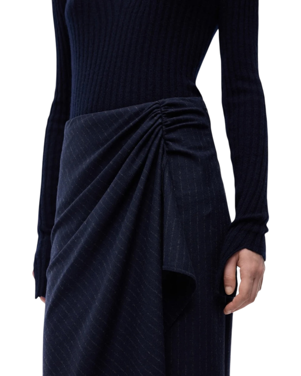 Μάλλινο μίντι φόρεμα με ριγέ φούστα DIANELLA