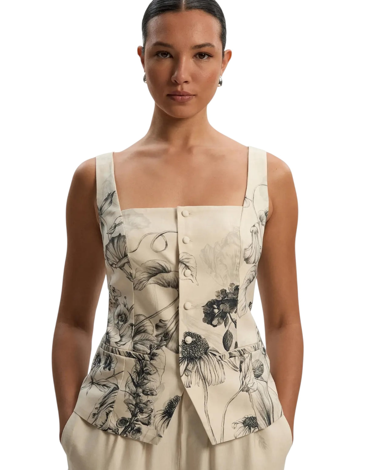 Μπλούζα με τιράντες από λινό βισκόζη