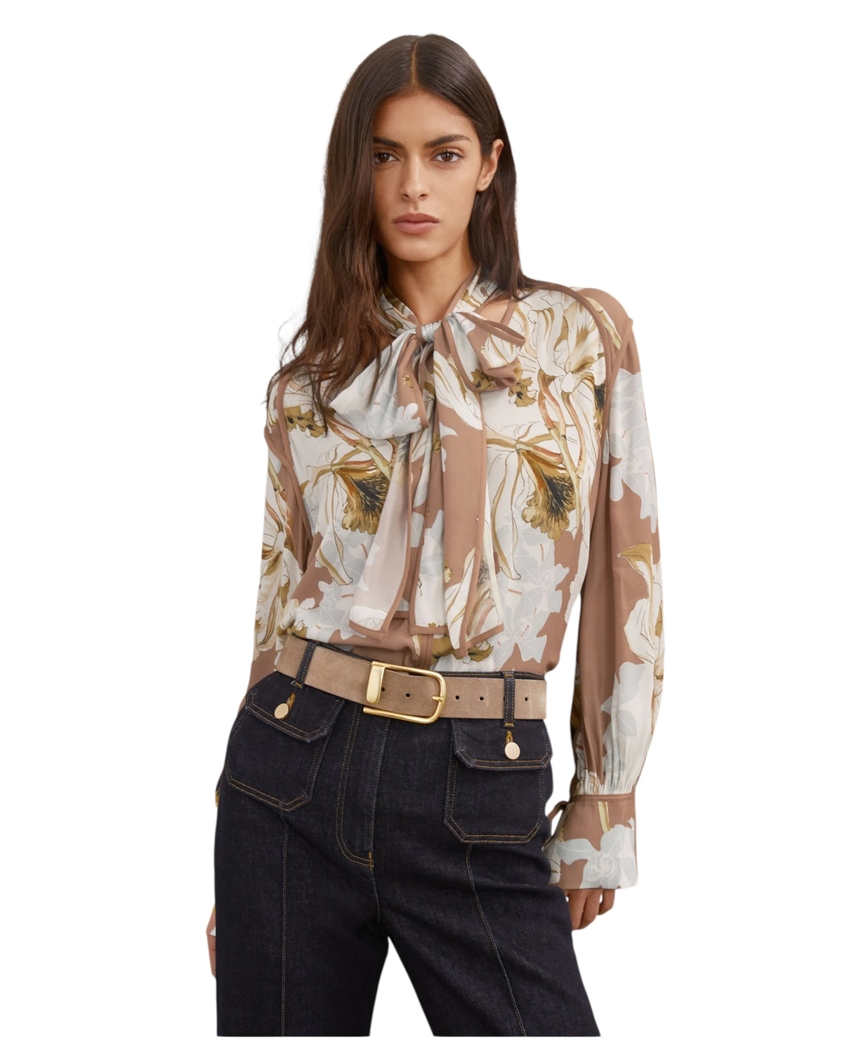 Μπλούζα με floral print και δέσιμο στο λαιμό MAGGIE