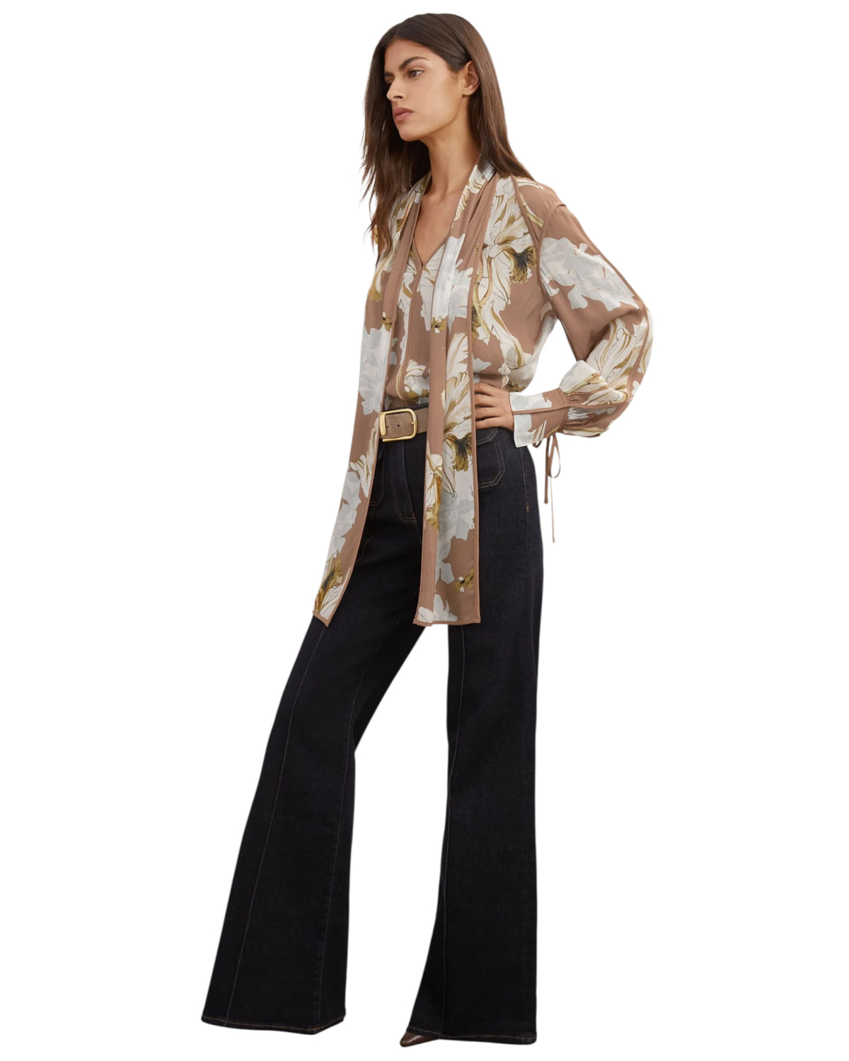 Μπλούζα με floral print και δέσιμο στο λαιμό MAGGIE