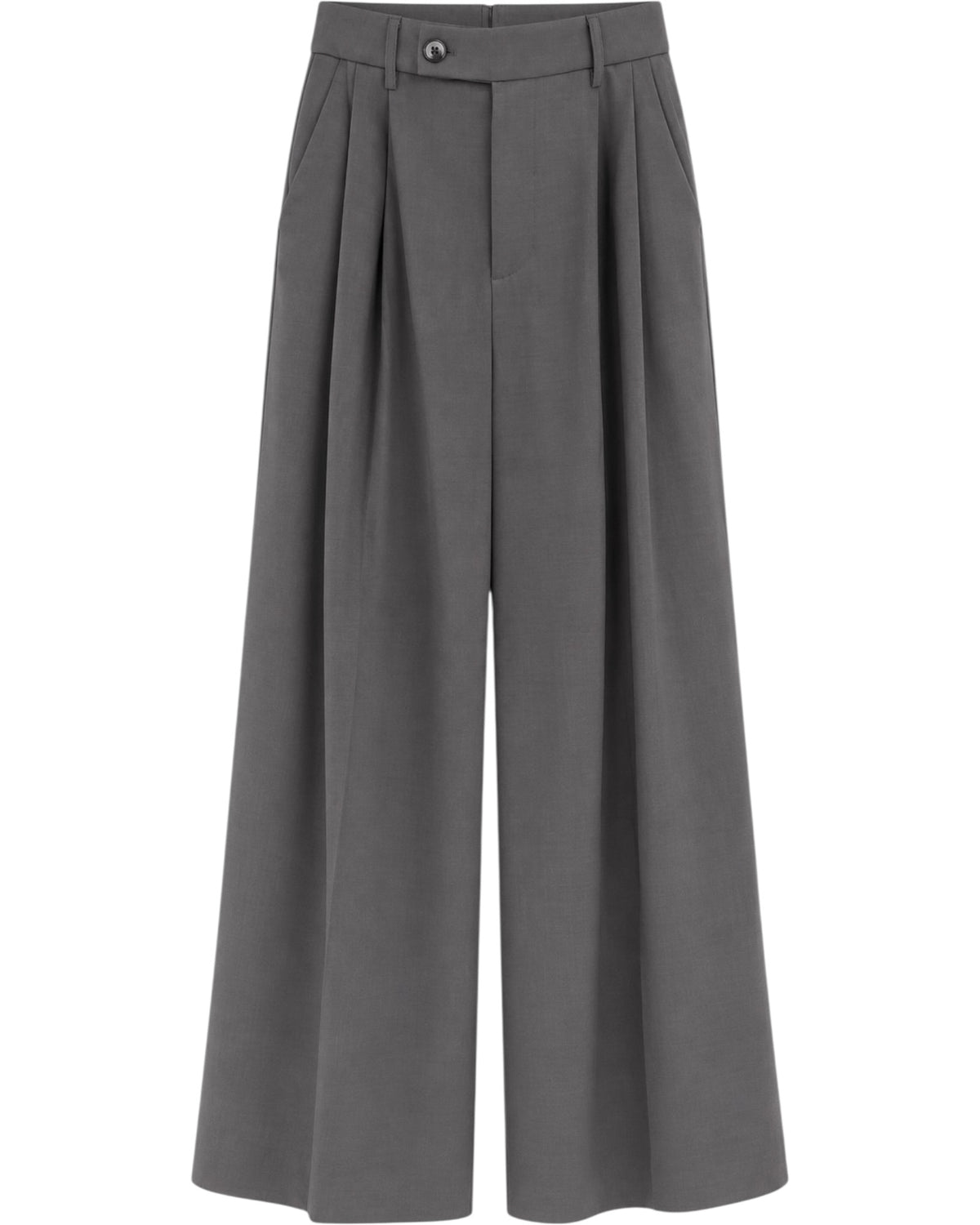 Γκρι παντελόνι wide leg με πιέτες