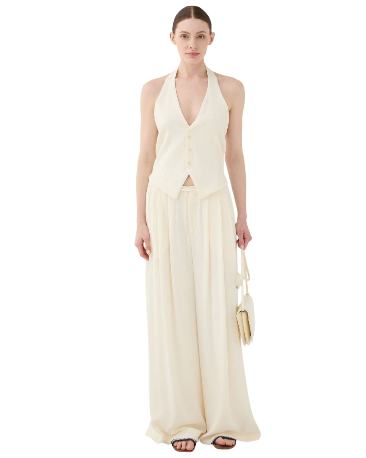 Παντελόνα με πιέτες σε φαρδιά γραμμή