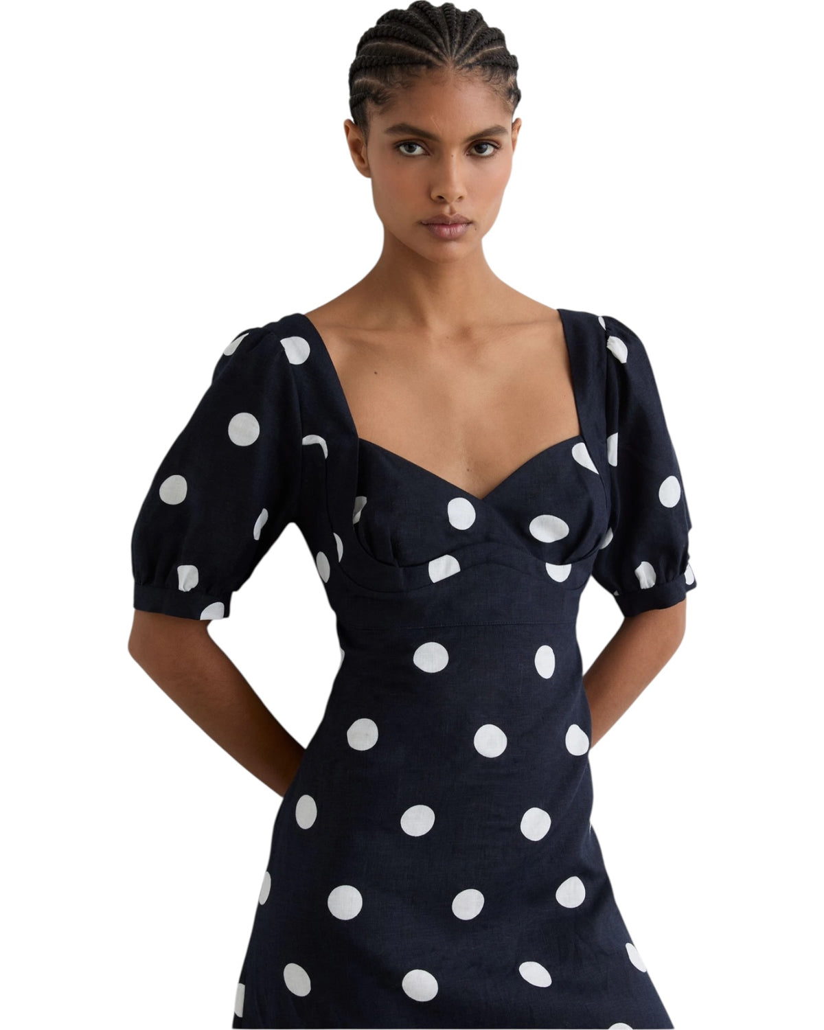 Φόρεμα πουά με φουσκωτά μανίκια ASTRID