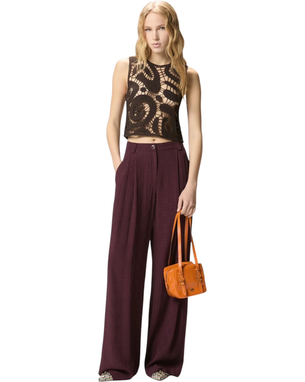 Αμάνικο κροσέ τοπ με γεωμετρικό σχέδιο ERUZIONE