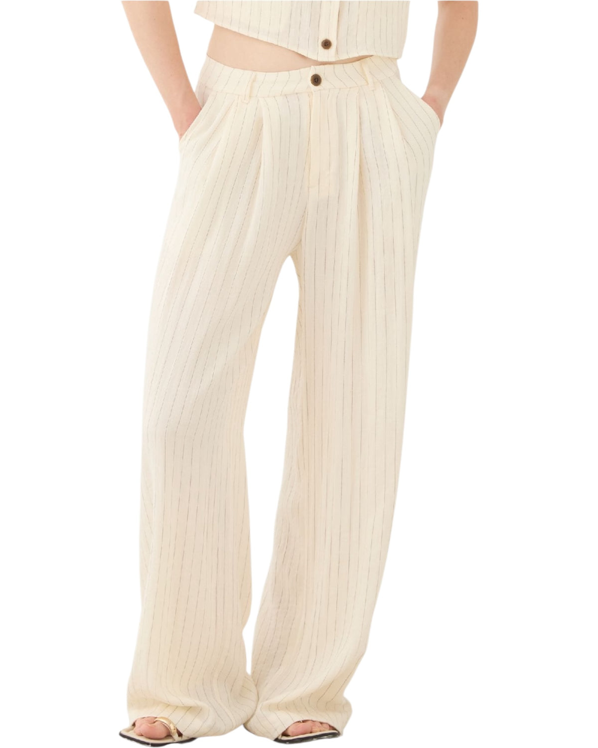 Παντελόνα wide-leg με λεπτές ρίγες