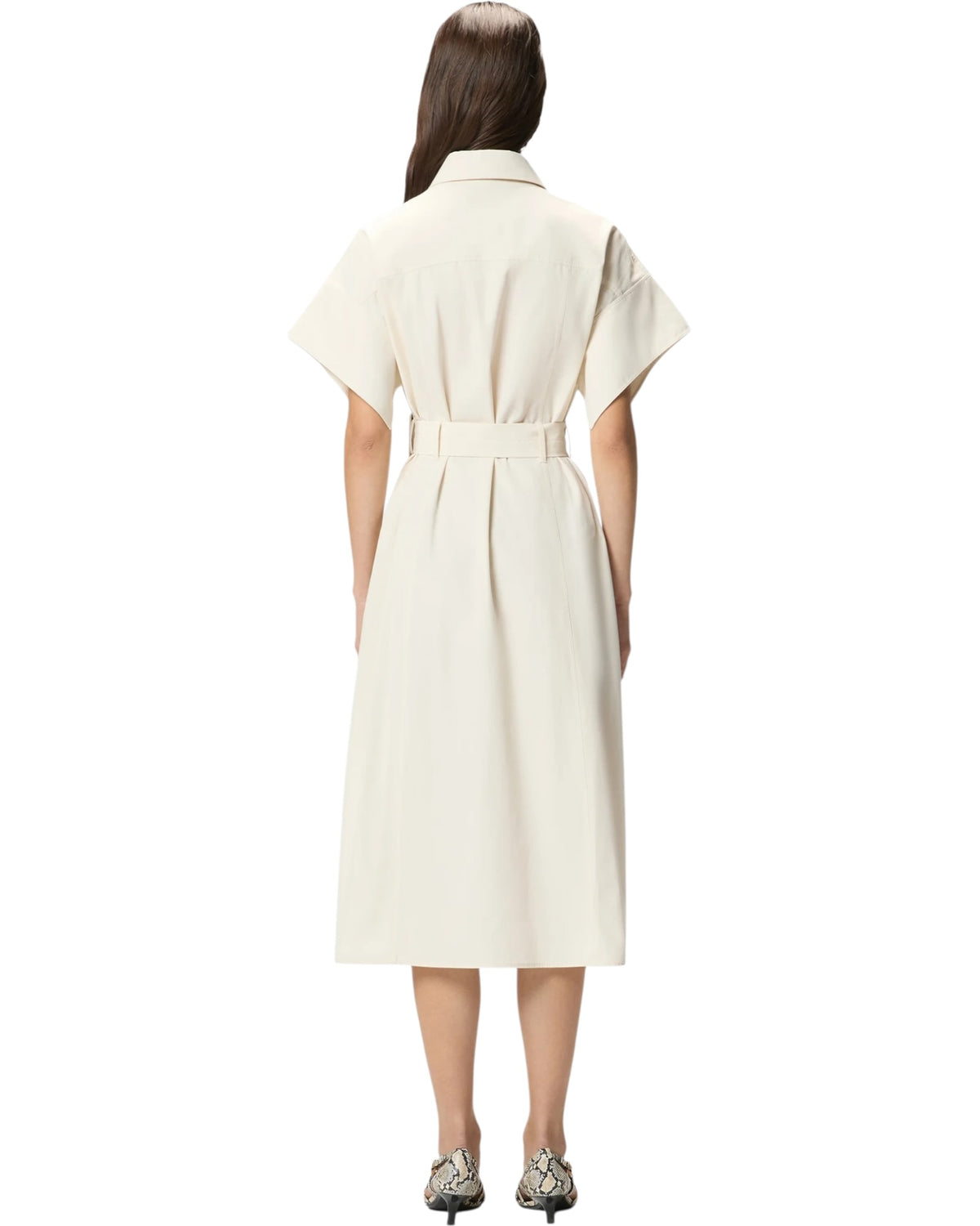 Midi σεμιζιέ φόρεμα με ζώνη ALESHA