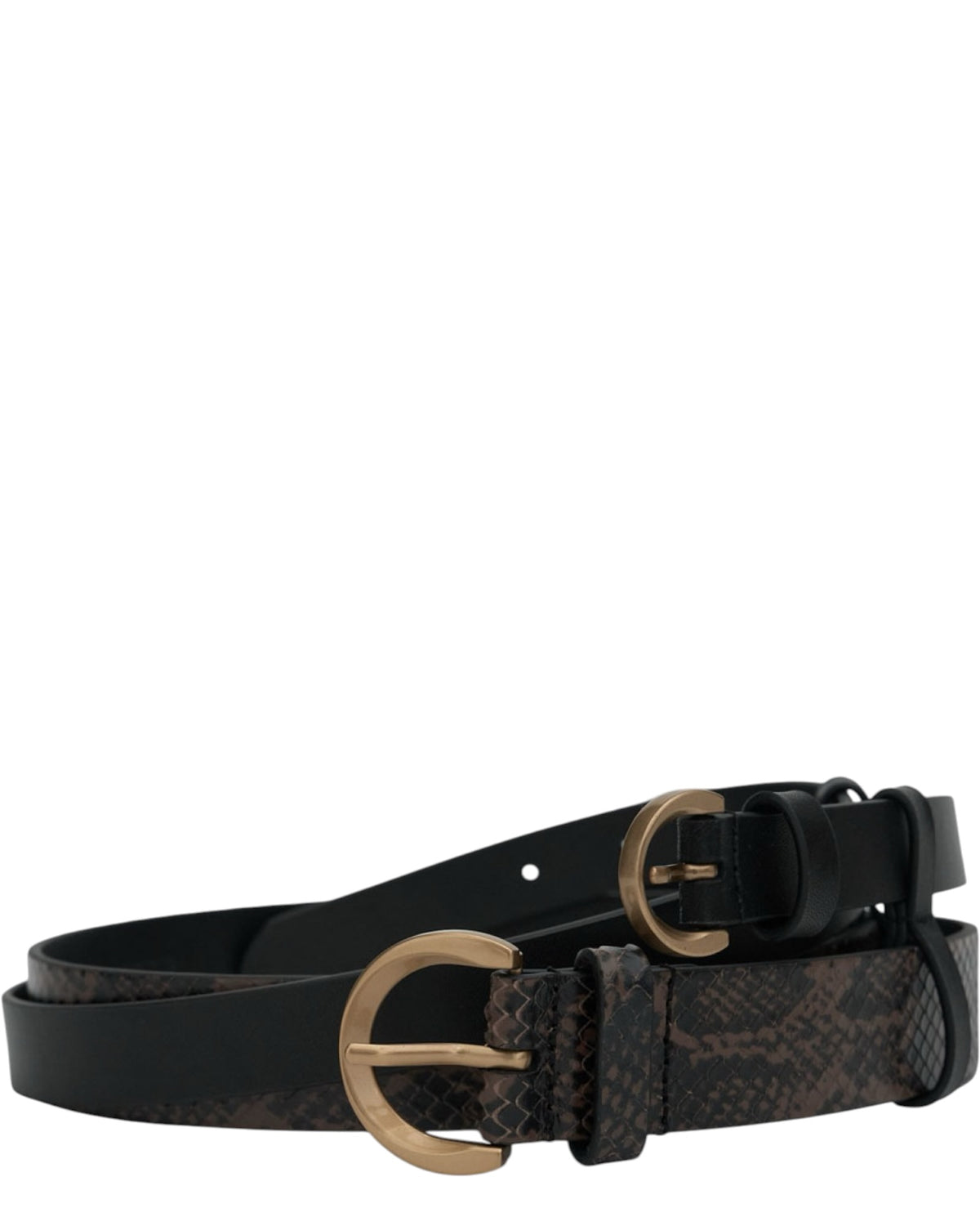 Διπλή ζώνη με snake print LOW.DOUBLE BELT