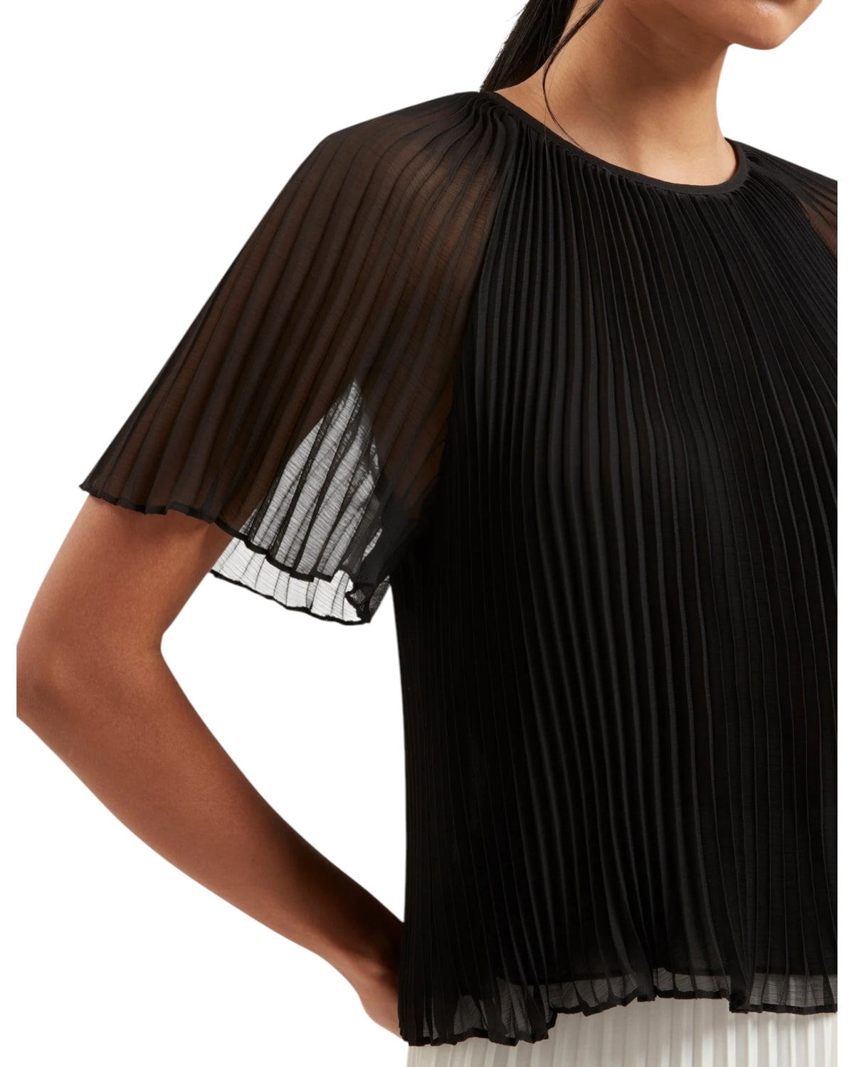 Πλισέ κοντομάνικη μπλούζα AGARA