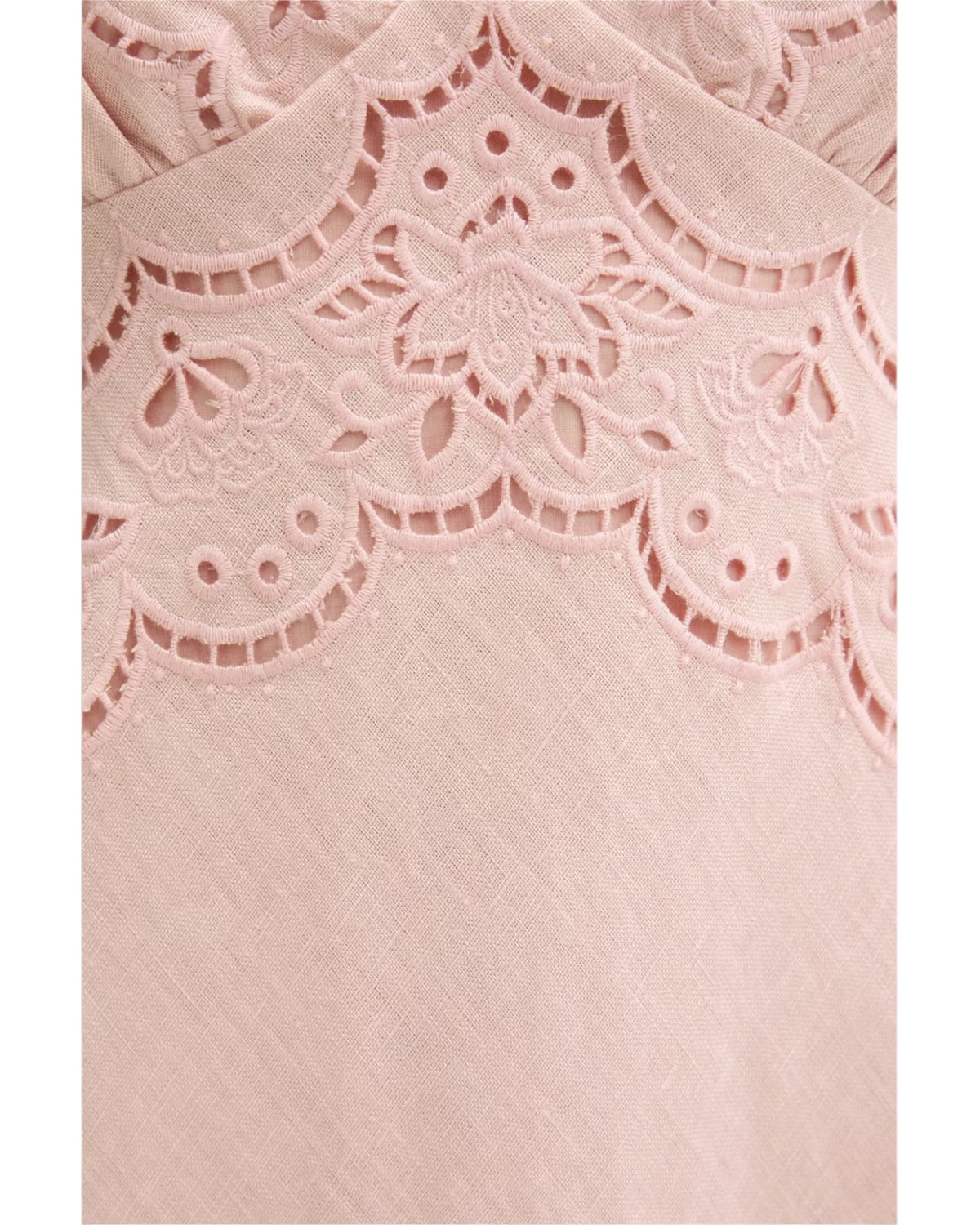 Λινό φόρεμα με κεντήματα RICHELIEU SLIP MIDI