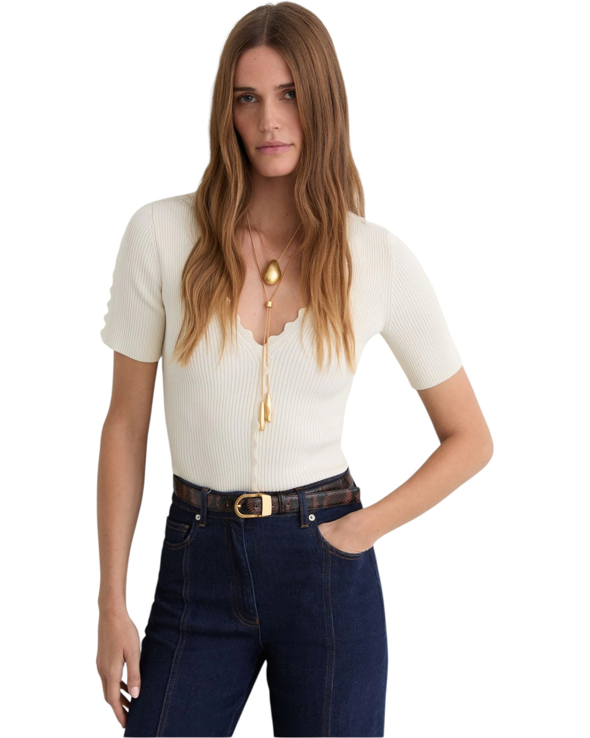 Μπλούζα με πλεκτό ριμπ και λεπτό τελείωμα MARCY