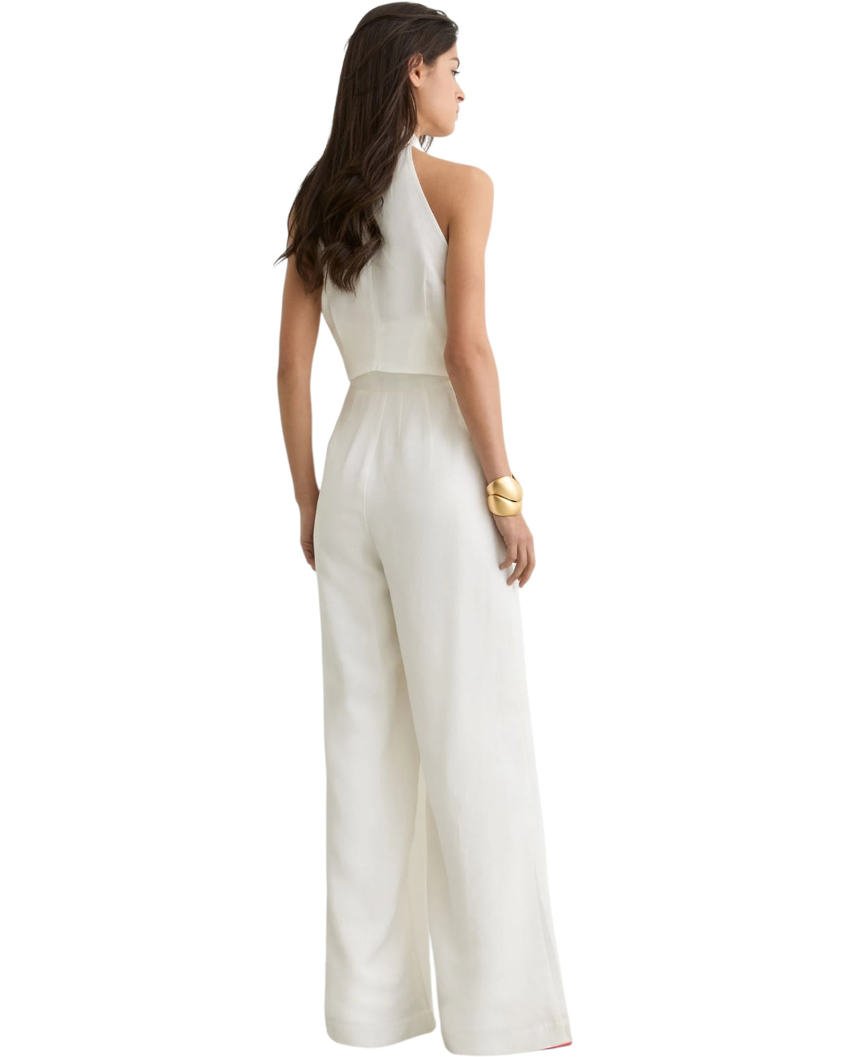 Ολόσωμη φόρμα με φαρδιά μπατζάκια και δεσίματα μπροστά TAYA