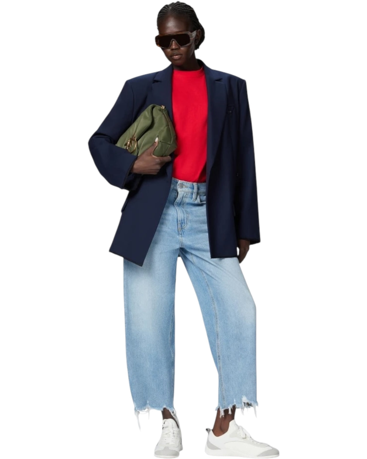 Φαρδύ τζιν με ξεφτισμένο τελείωμα ESTELLE