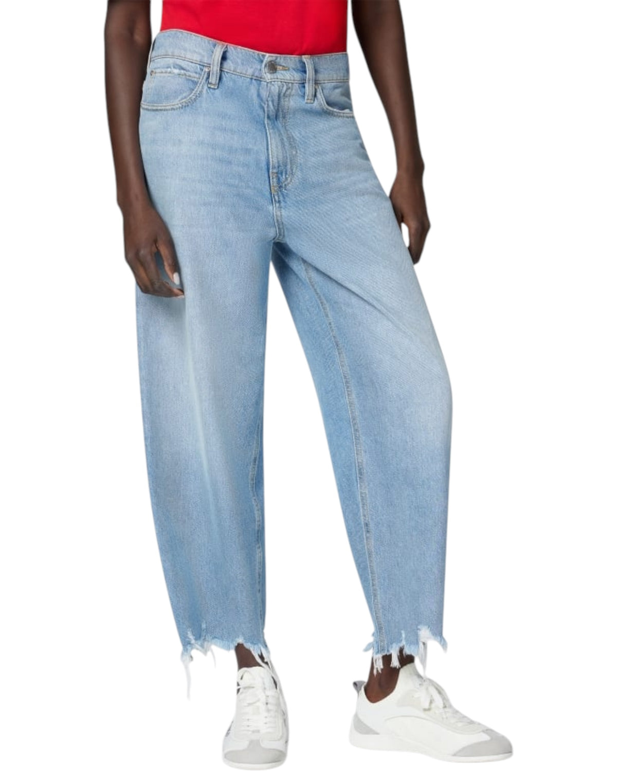 Φαρδύ τζιν με ξεφτισμένο τελείωμα ESTELLE