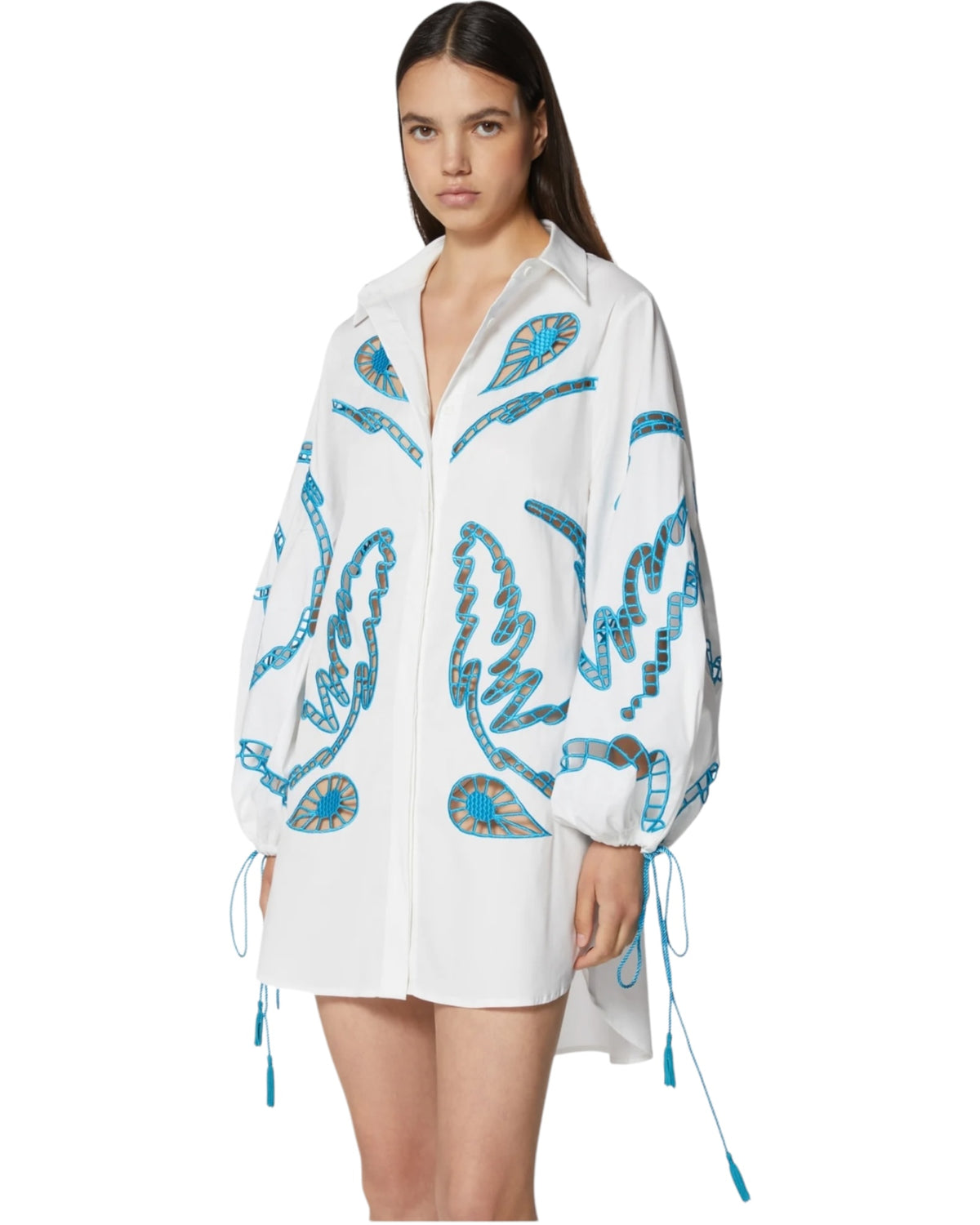 Oversize πουκάμισο με κομμένο κέντημα