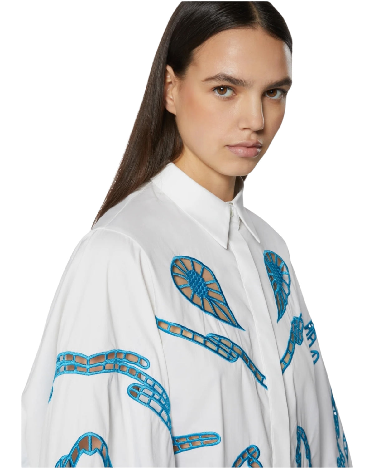 Oversize πουκάμισο με κομμένο κέντημα