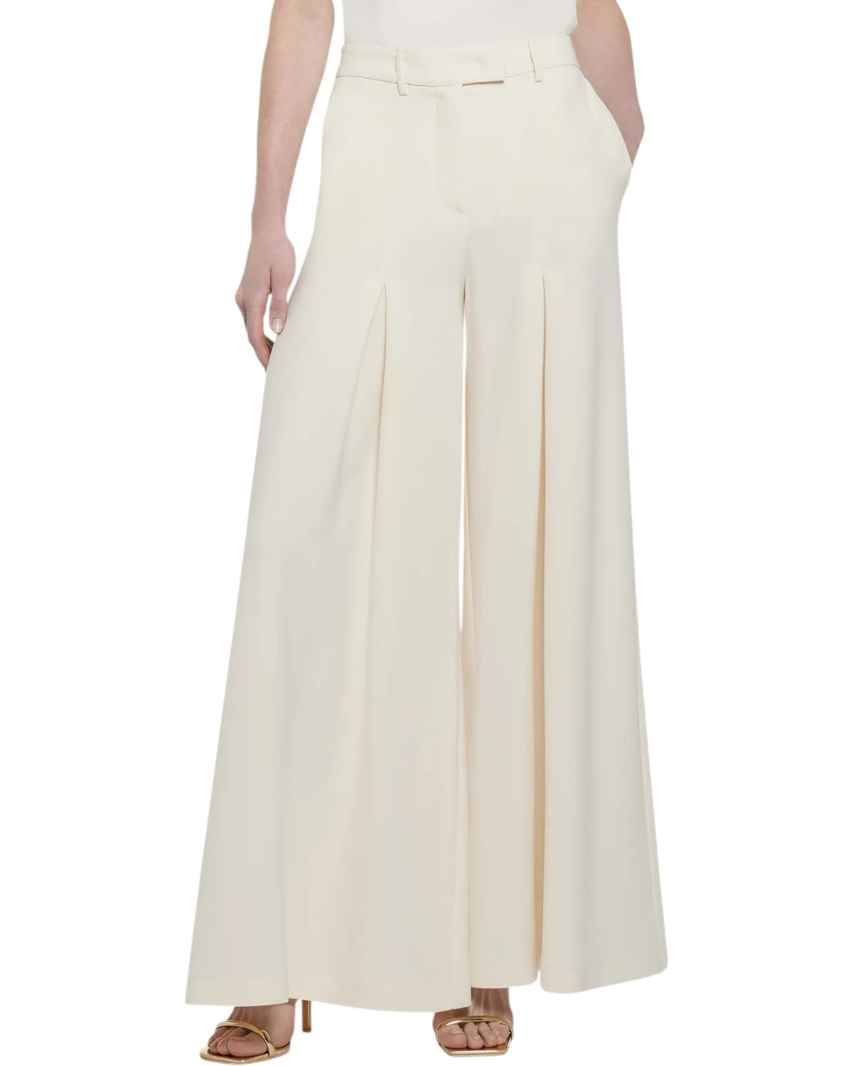 Παντελόνι με φαρδύ πόδι σε poly cady