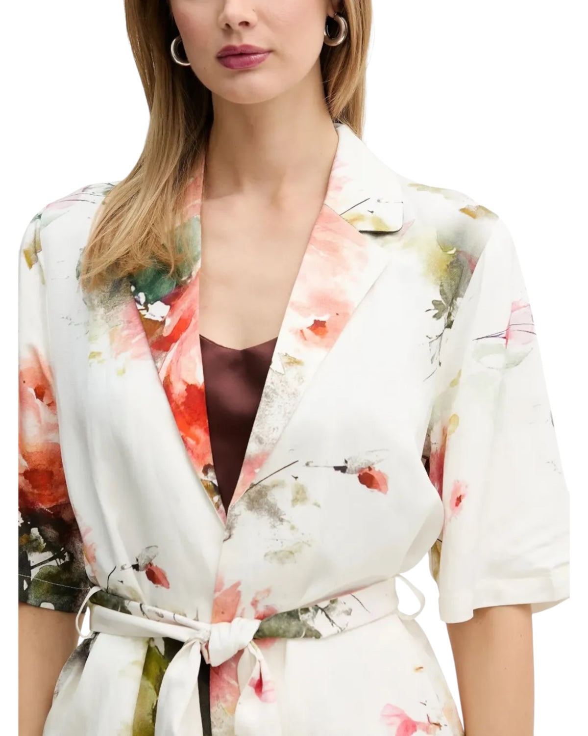 Ζακέτα floral με ζώνη GABBRIL