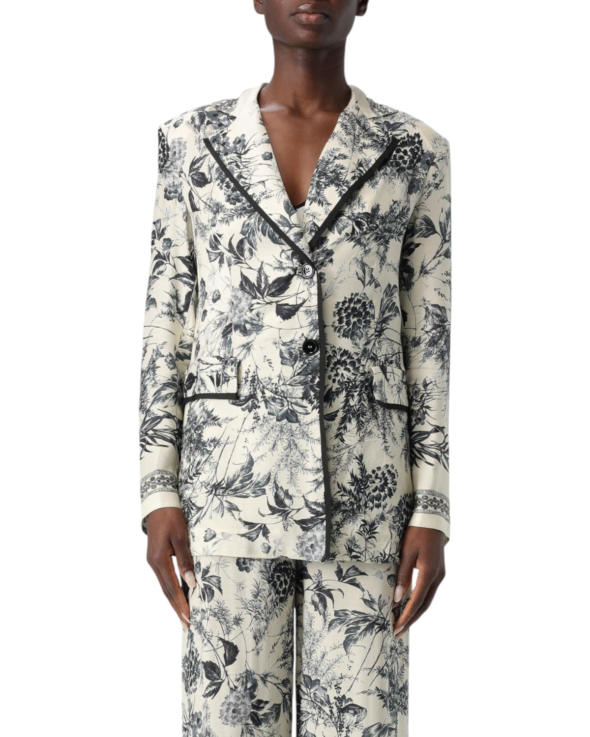 Σακάκι εμπριμέ με μελάνι λουλουδιών