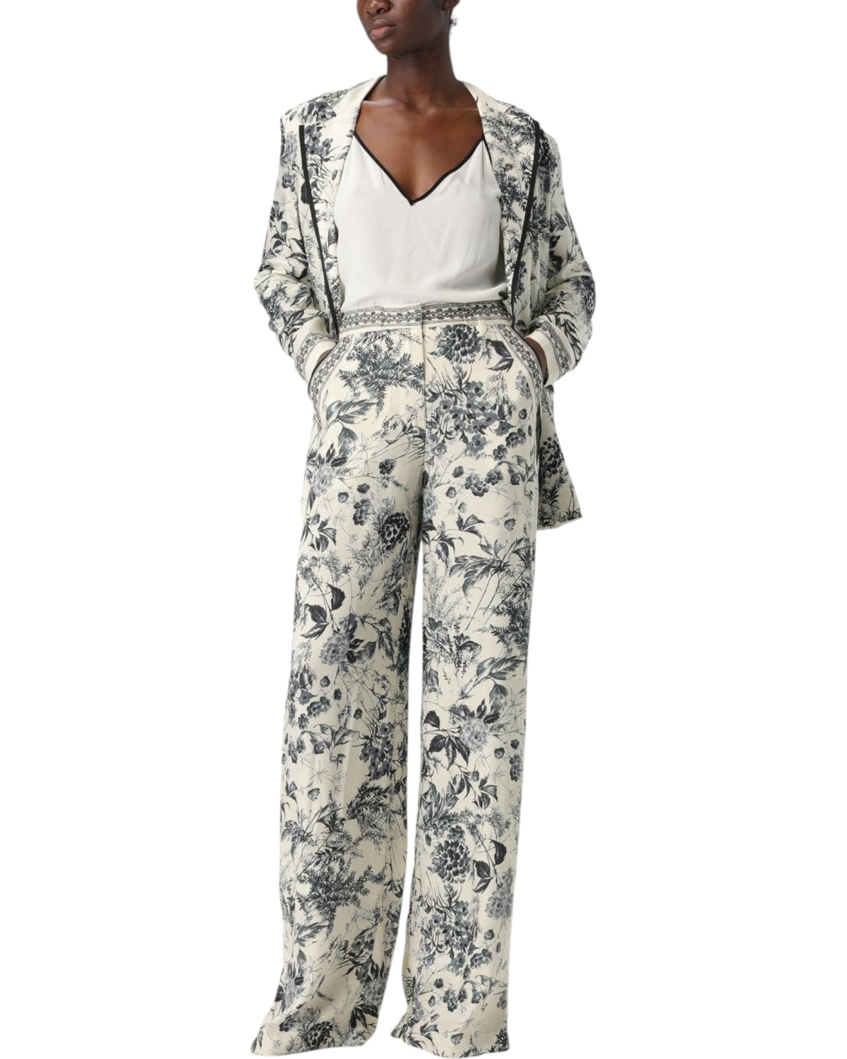 Σακάκι εμπριμέ με μελάνι λουλουδιών