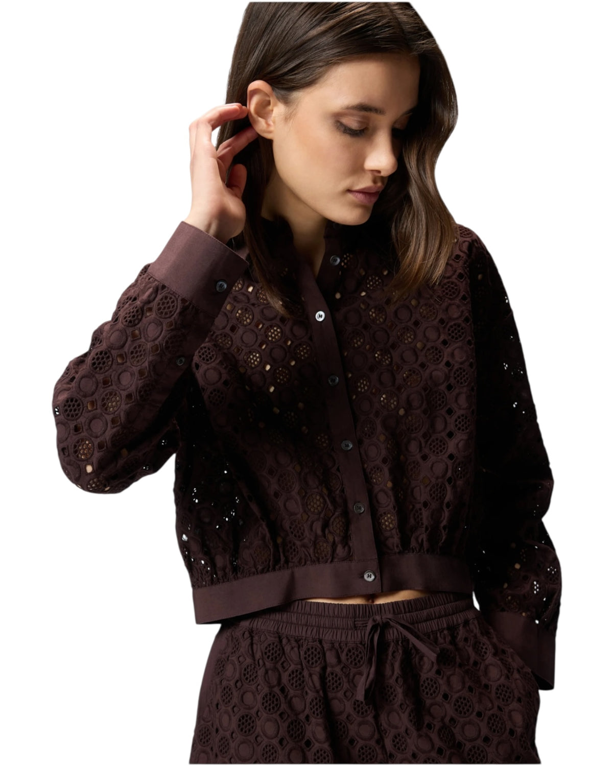 Κοντό πουκάμισο με κέντημα CHARITA