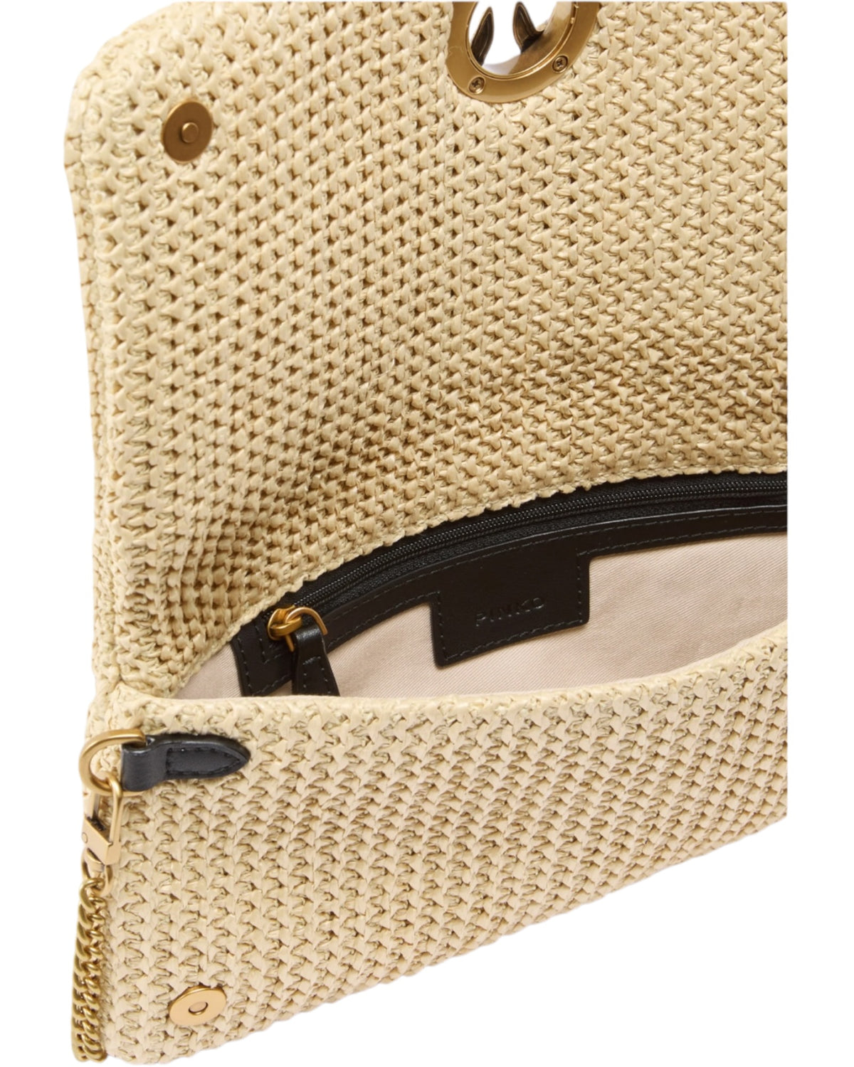 Κλασική μεσαία τσάντα ώμου Love Bag Click Soft Horizontal από raffia