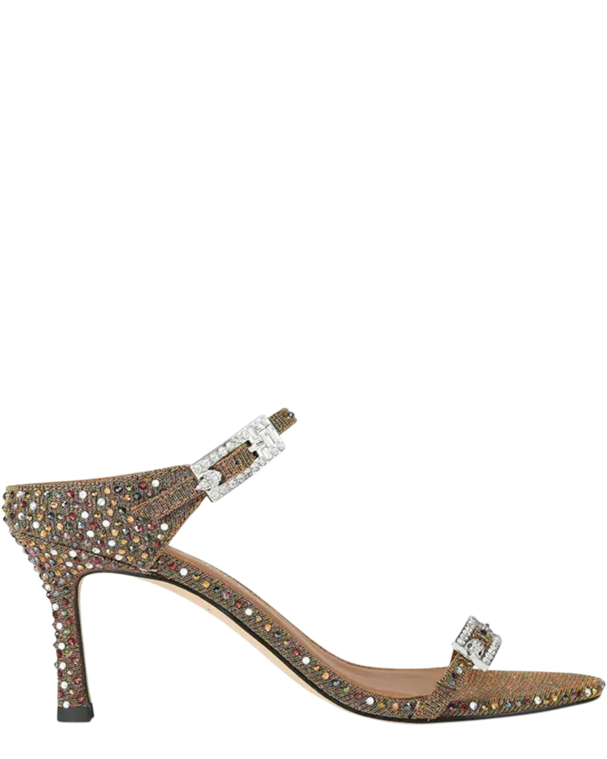 Ψηλοτάκουνα πέδιλα STRASS DOUBLE BUCKLE