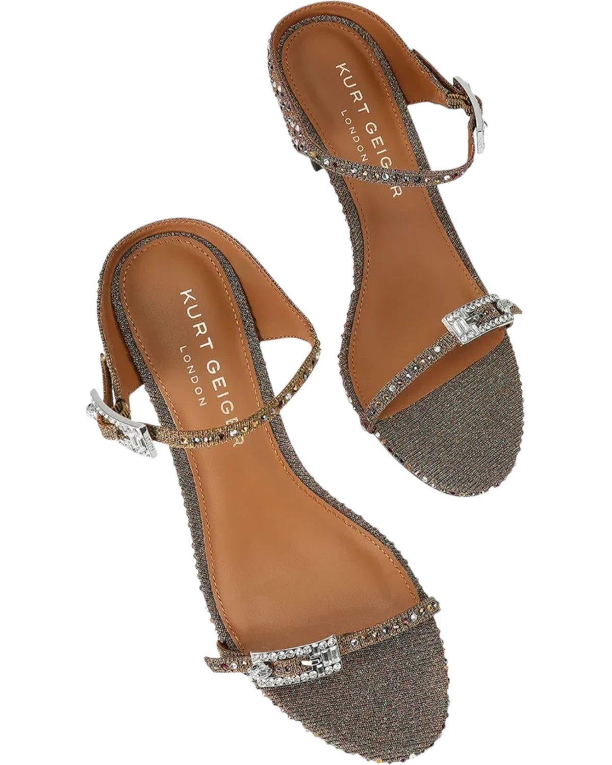 Ψηλοτάκουνα πέδιλα STRASS DOUBLE BUCKLE