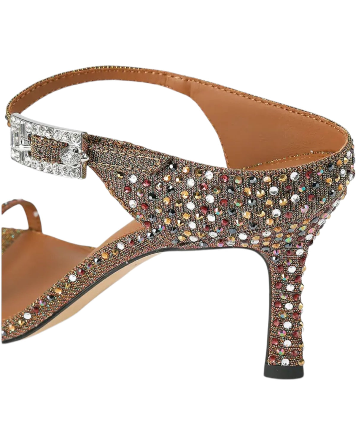 Ψηλοτάκουνα πέδιλα STRASS DOUBLE BUCKLE