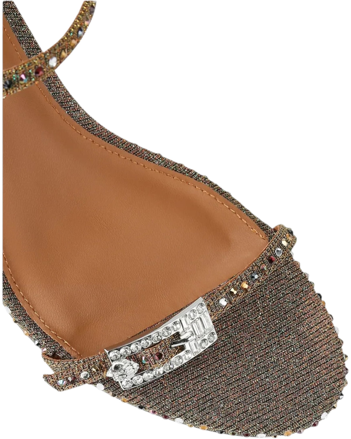 Ψηλοτάκουνα πέδιλα STRASS DOUBLE BUCKLE