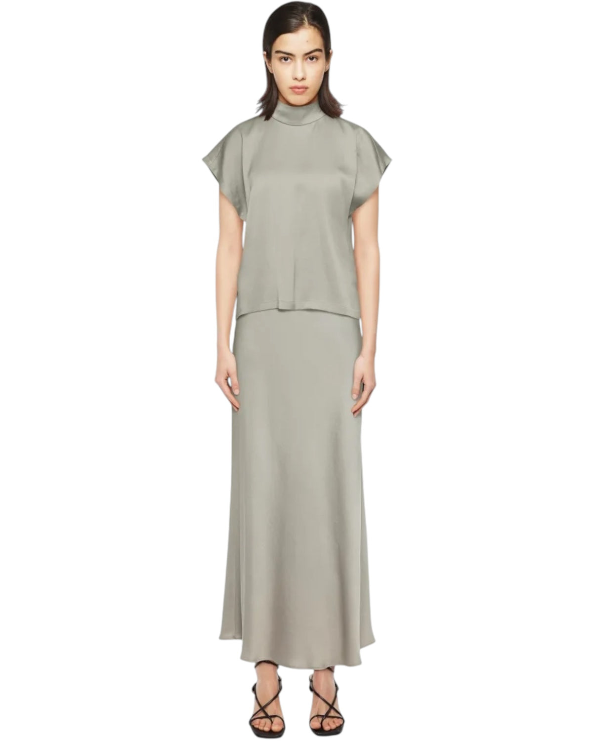 Satin φούστα NEVIDA σε ίσια γραμμή