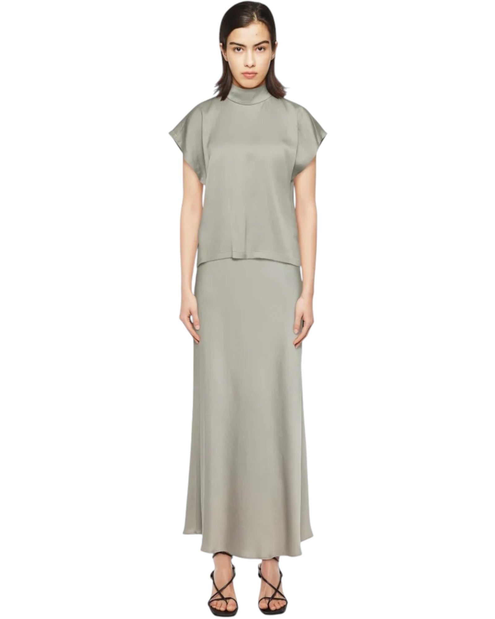 Satin φούστα NEVIDA σε ίσια γραμμή