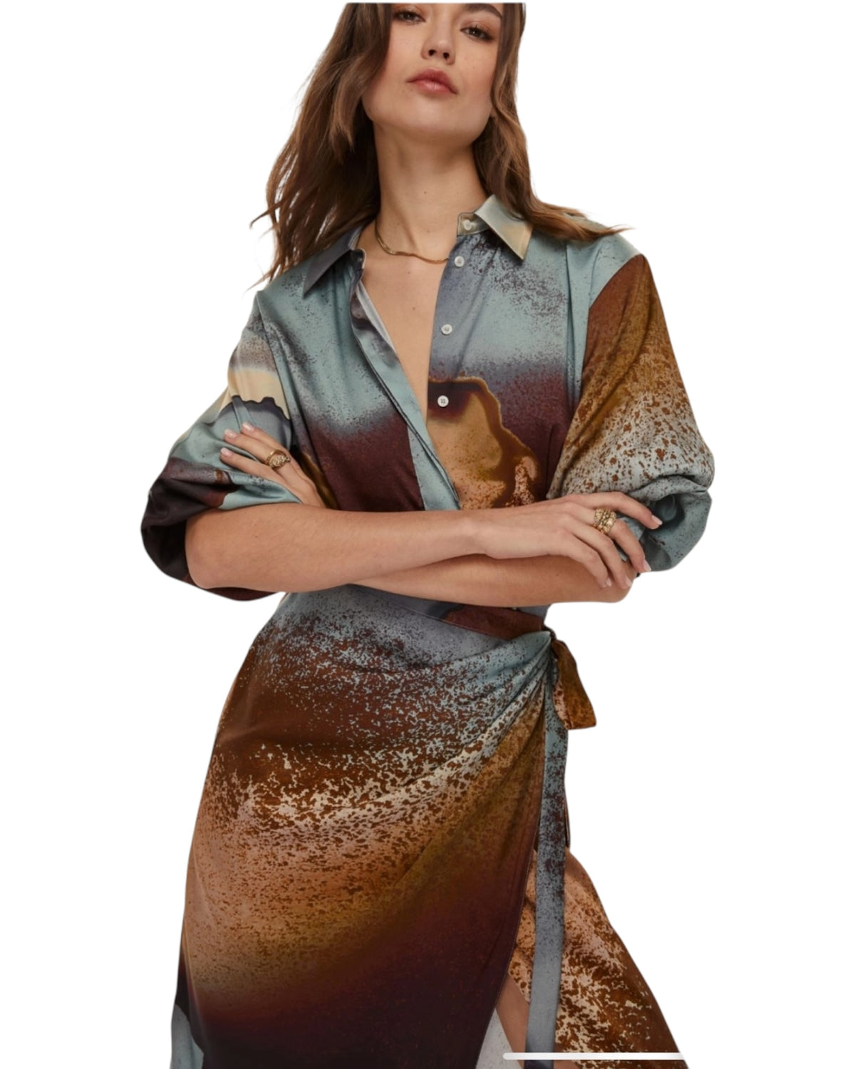 Φόρεμα με κόμπο και τιρκουάζ print MERINGA