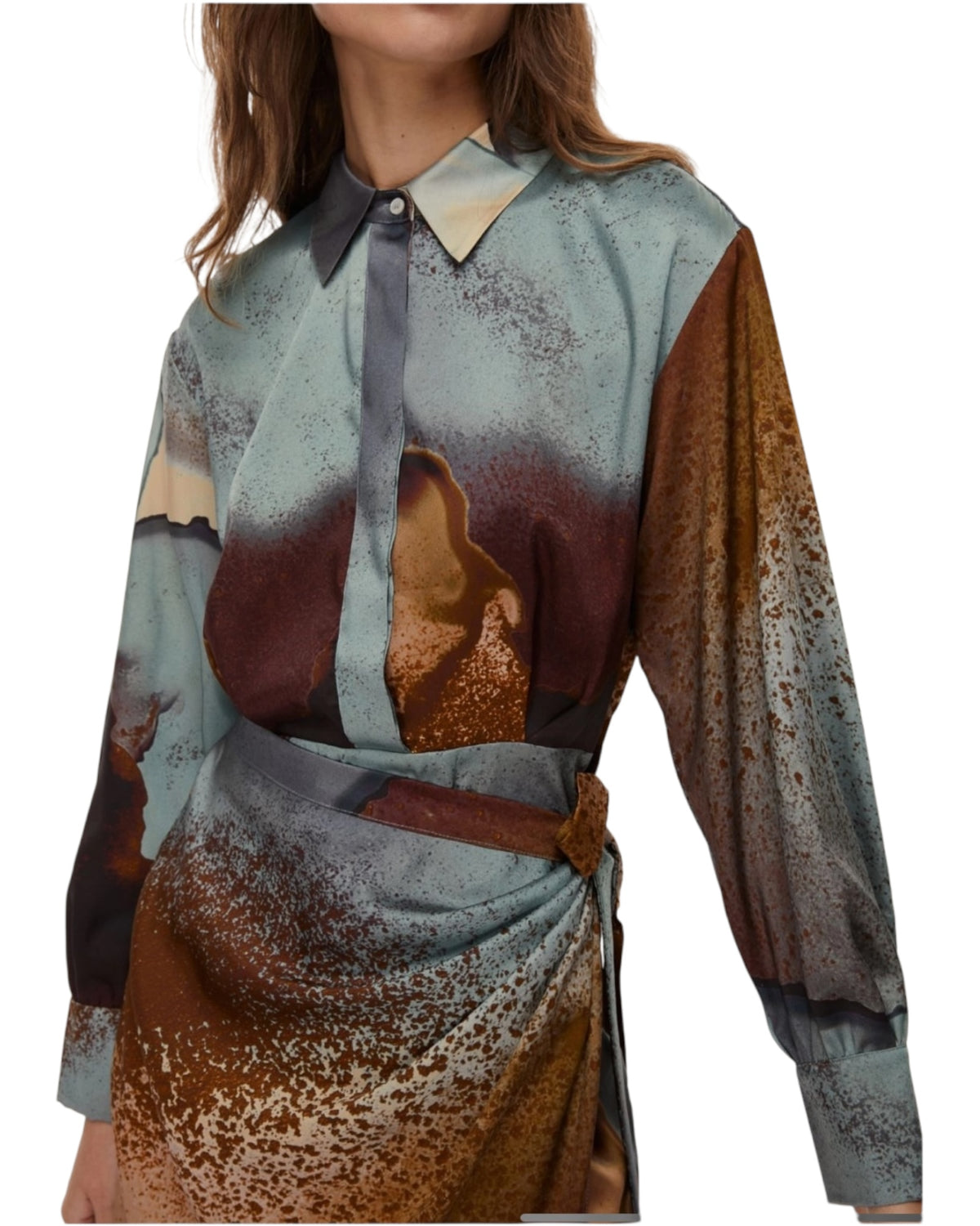 Φόρεμα με κόμπο και τιρκουάζ print MERINGA