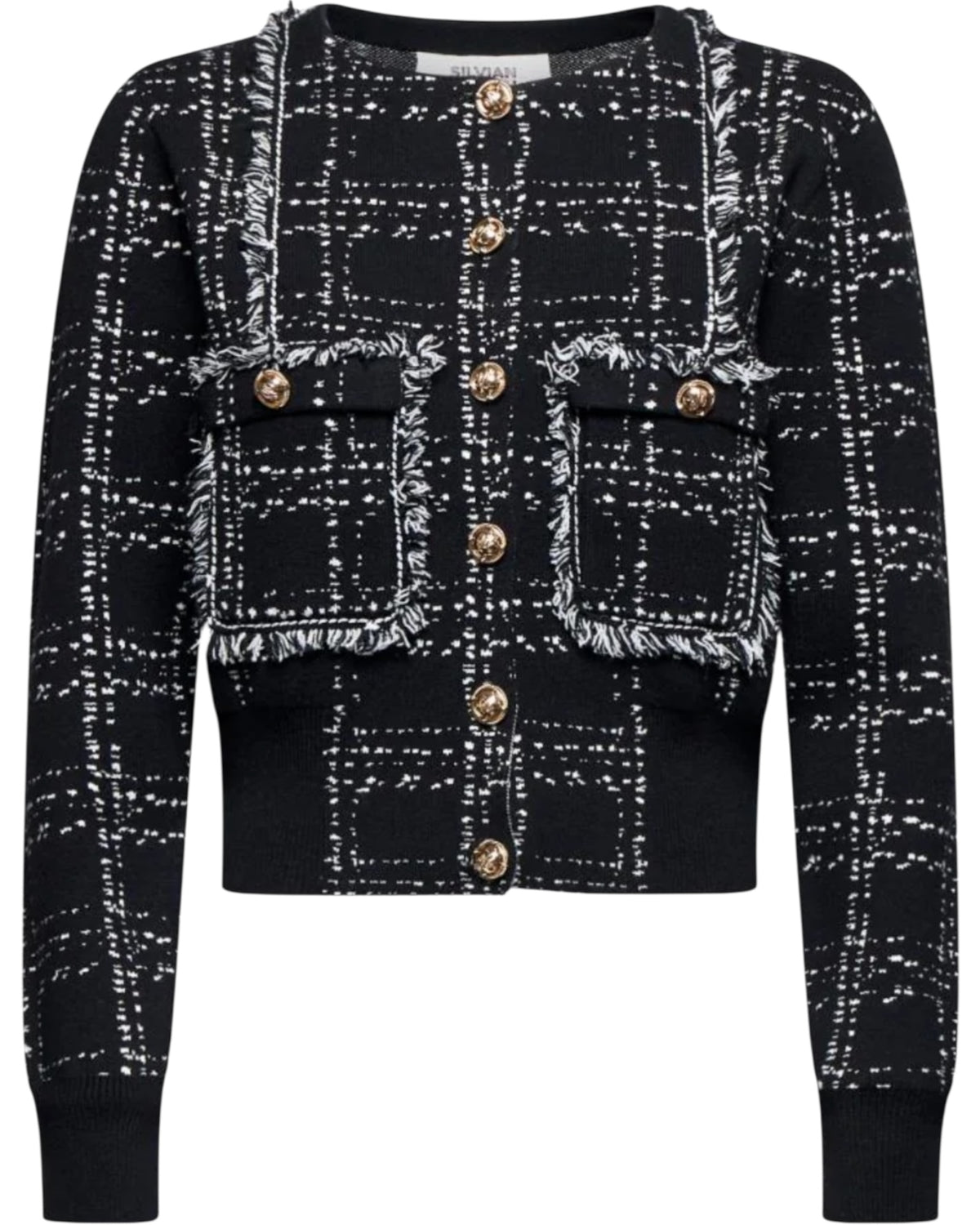 Κοντή ζακέτα με σχέδιο σε εφέ τουίντ SALONICCO