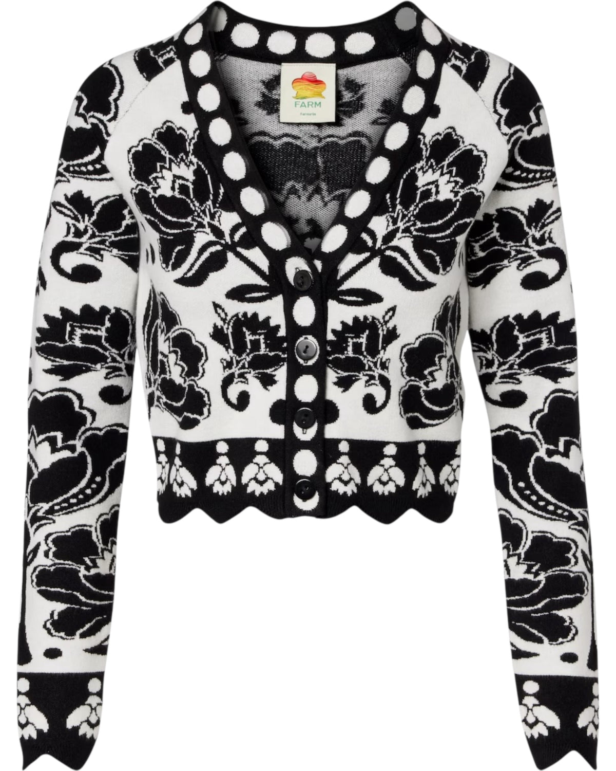 Ζακέτα ζακάρ με φλοράλ αραβούργημα