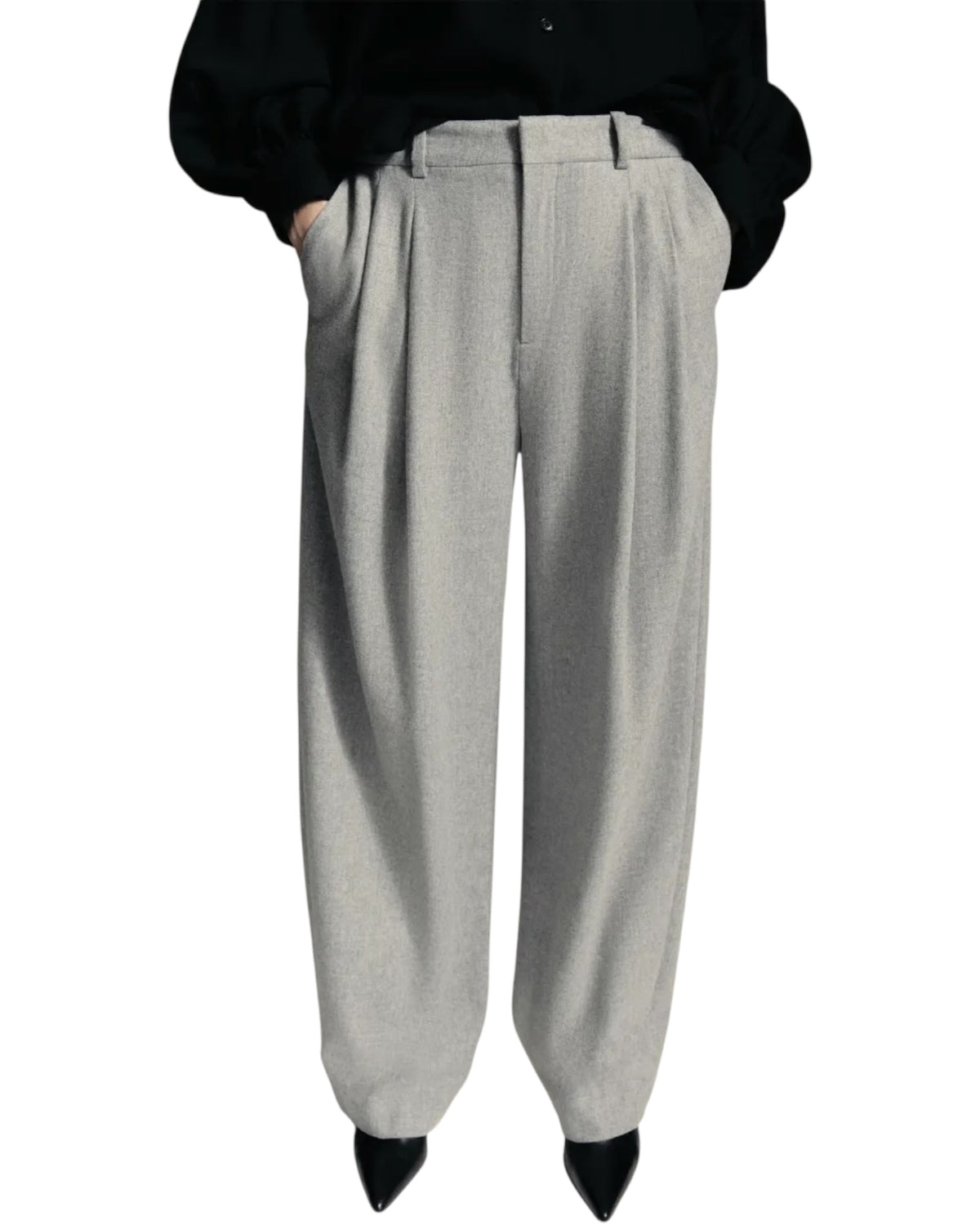 Casual πλισέ παντελόνι από φανέλα INK